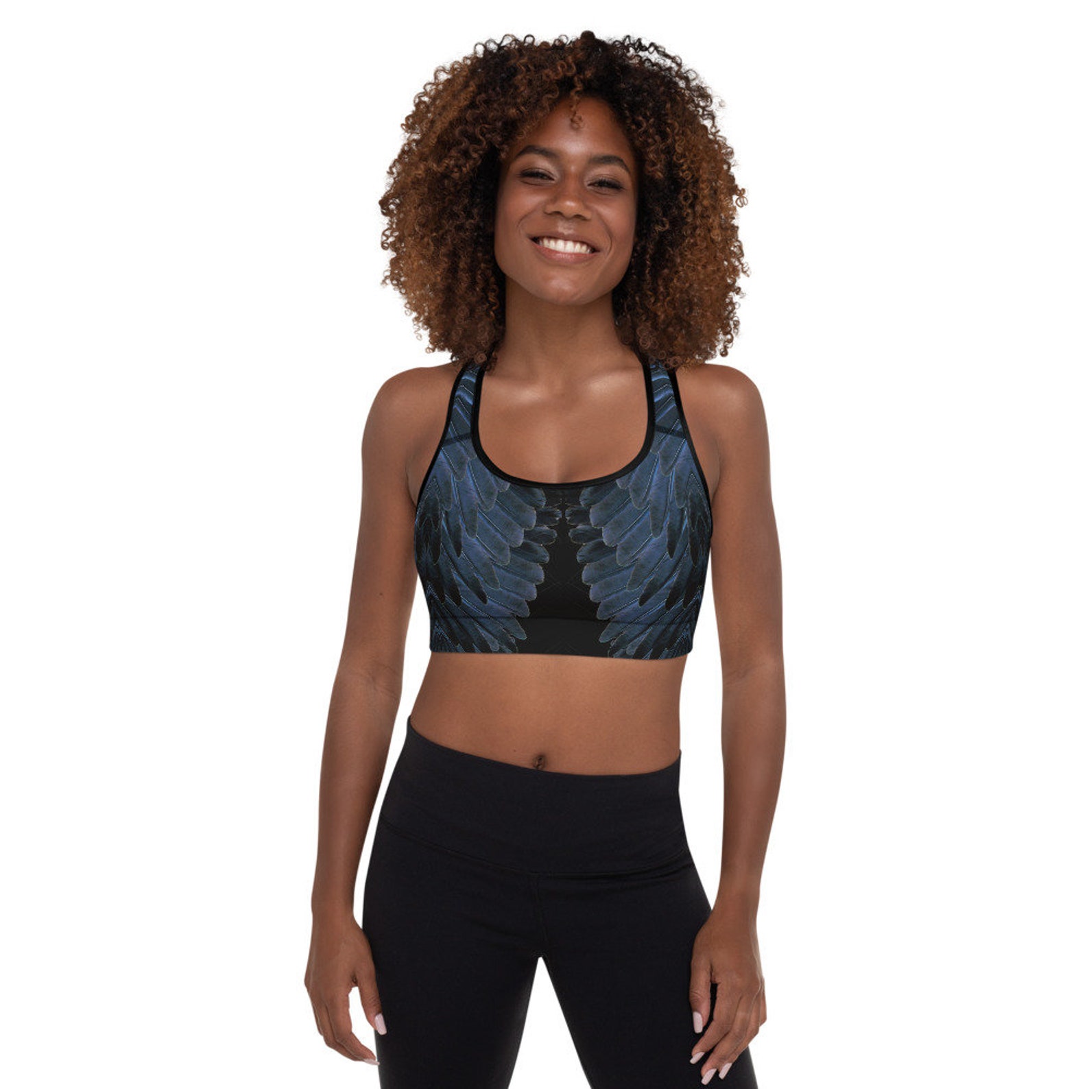 Black Raven Padded Sports Bra Etsy