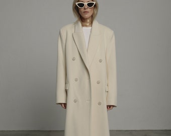 Ivory coat, White coat, Women long coat, Ivory coats, Long coats, Longline coat, Womens wool coats, Long wool coat, 105 Ivory coat