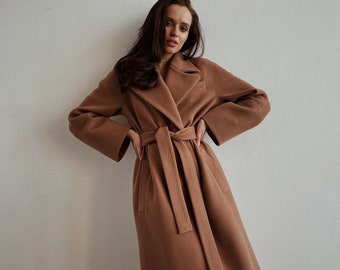 Camel coat, women camel coat, long camel coat, women long coat, long coats, long down coat, long wool coat, wool coat women, 380 Camel Coat