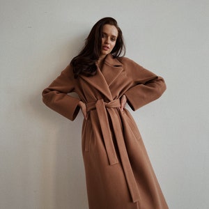 Camel coat, women camel coat, long camel coat, women long coat, long coats, long down coat, long wool coat, wool coat women, 380 Camel Coat