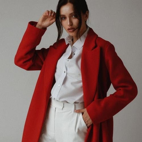 Wool Coat Women Long Red Red Winter 