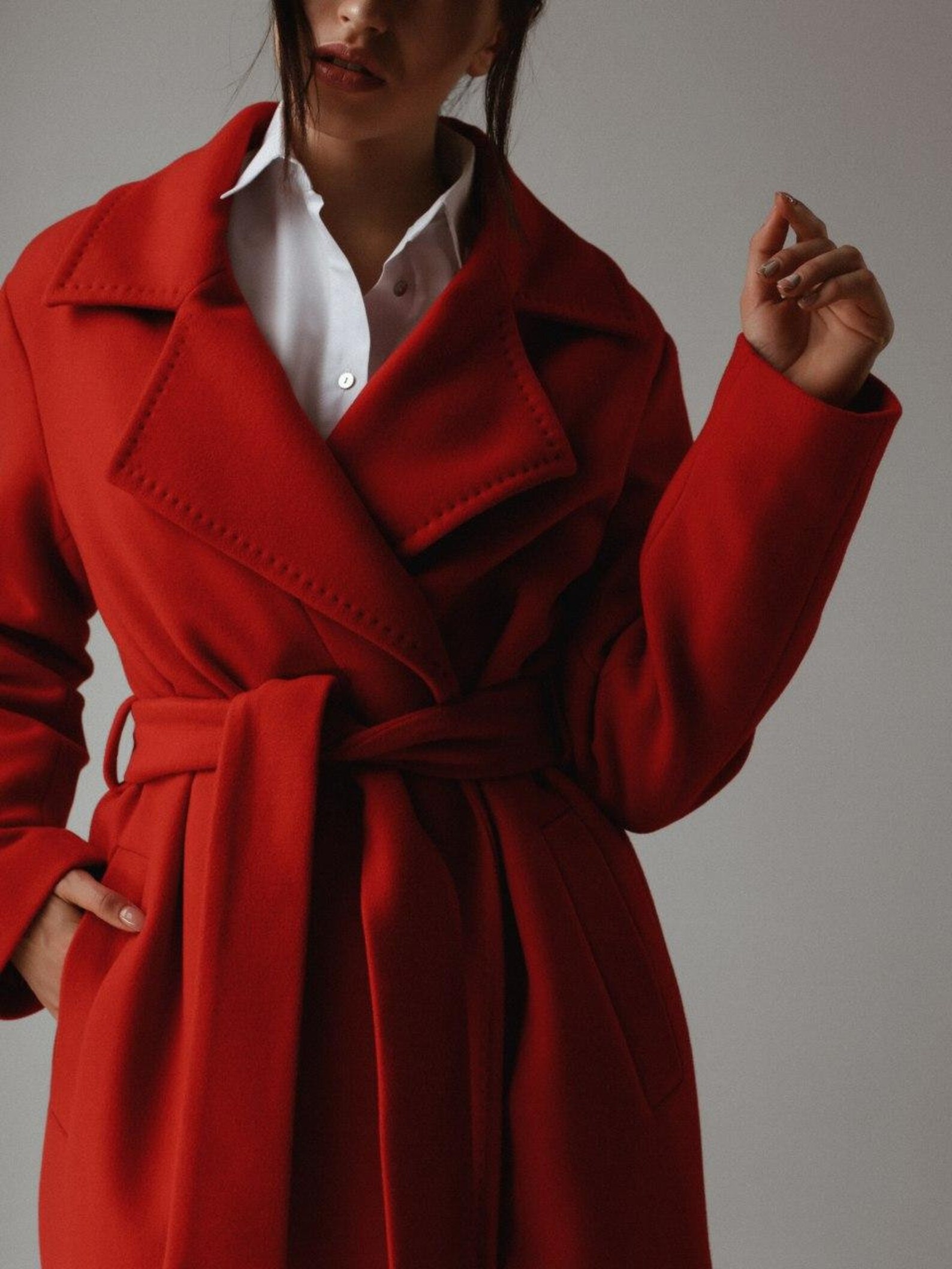 Red Wool Long Coat Red Wool Coat Long Wool Coat Gift for Etsy