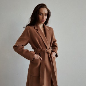 Last sizes in stock - XL, Women Camel Coat, Spring Coat, Long Camel Coat, Long Belted Coat, Oversized Camel Coat, 303 Camel coat