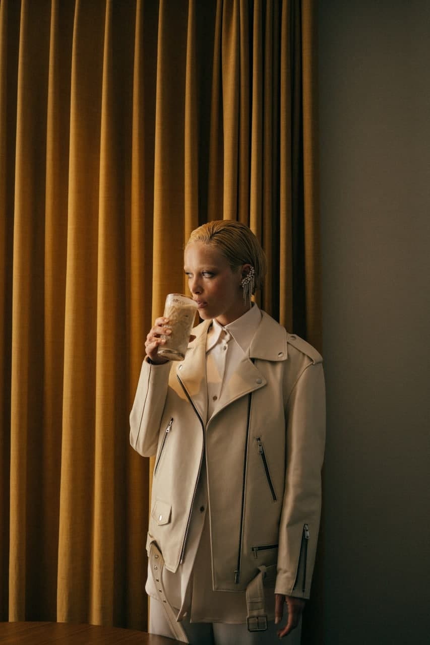 ivory leather jacket