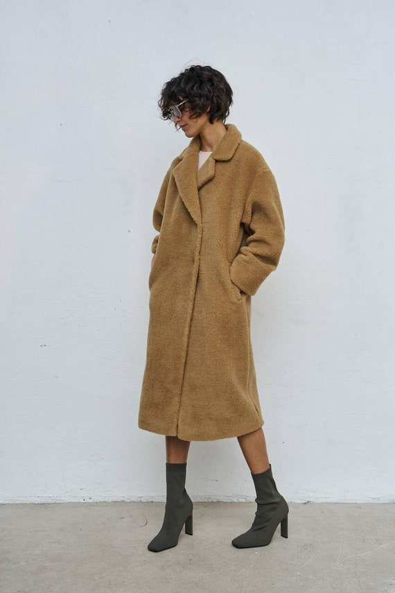 Midi Winter Camel Coat Wool, How To Stop A Wool Coat From Shedding
