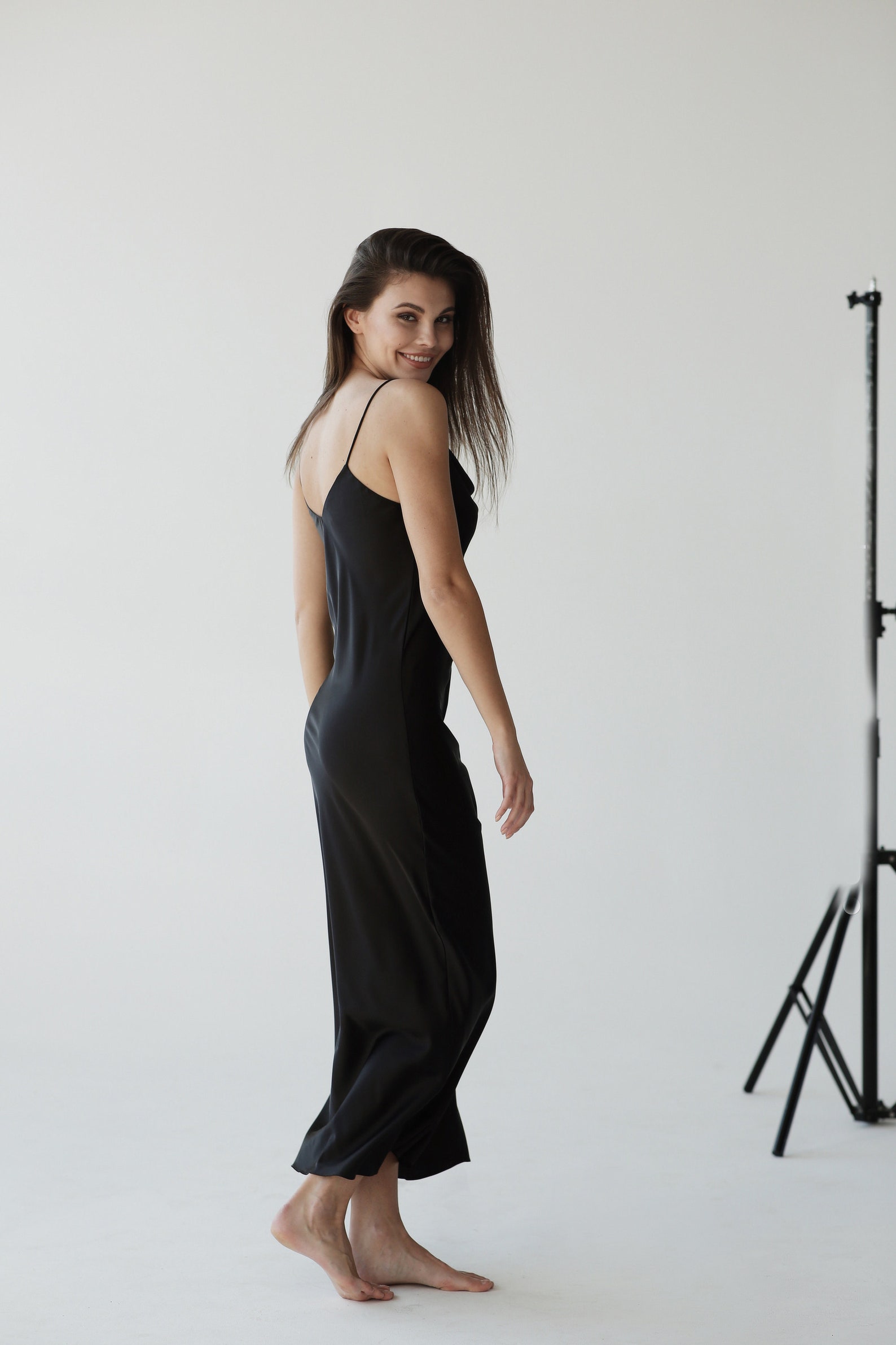 Long Vneck Silk Slip Dress black slip dress black maxi slip Etsy
