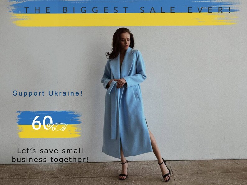 Blue Coat Women blue coat Long blue coat Women long coat image 1