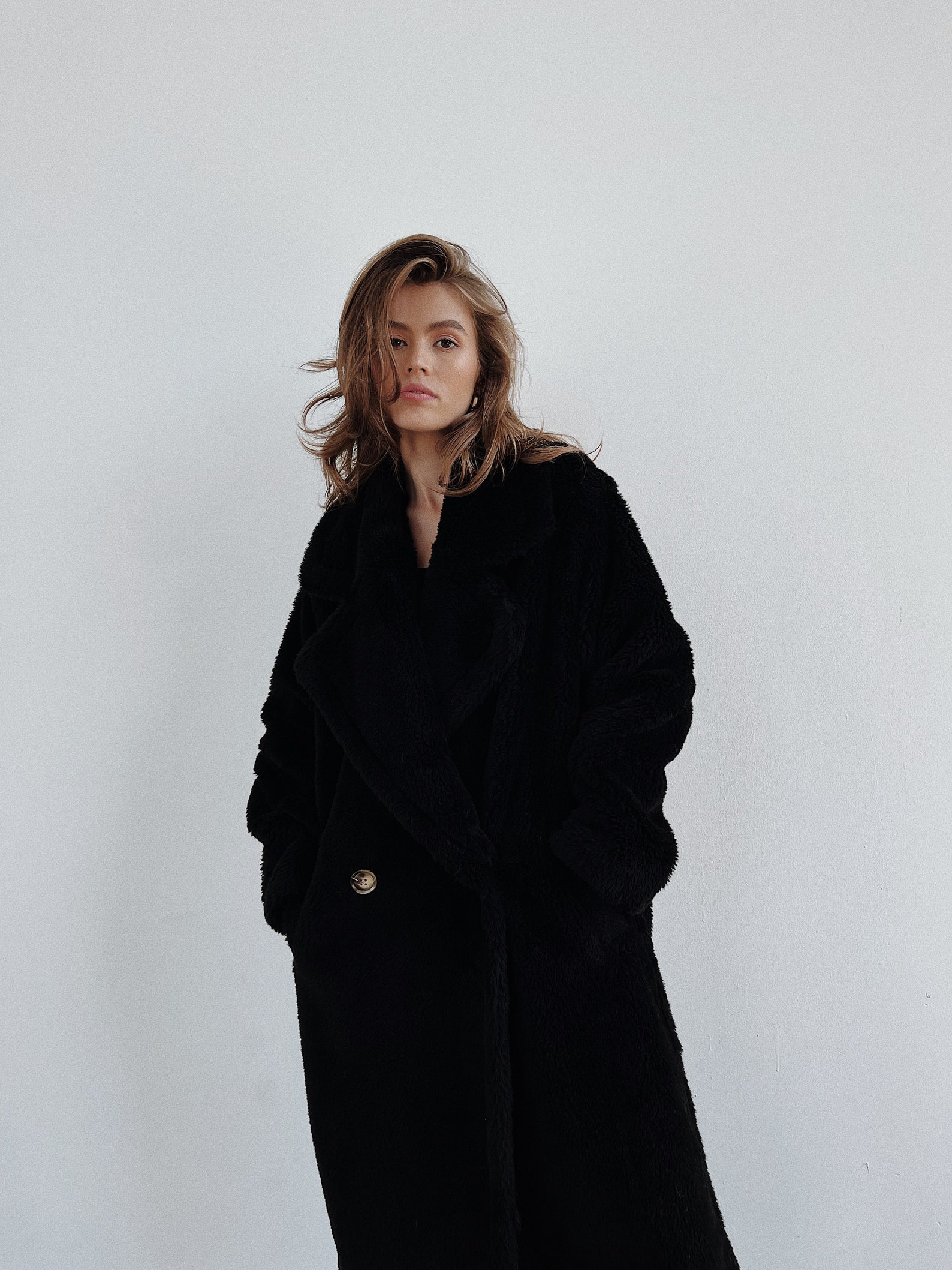 Long Teddy Bear Coat Wool Black Coat Women Winter Wool Coat Etsy