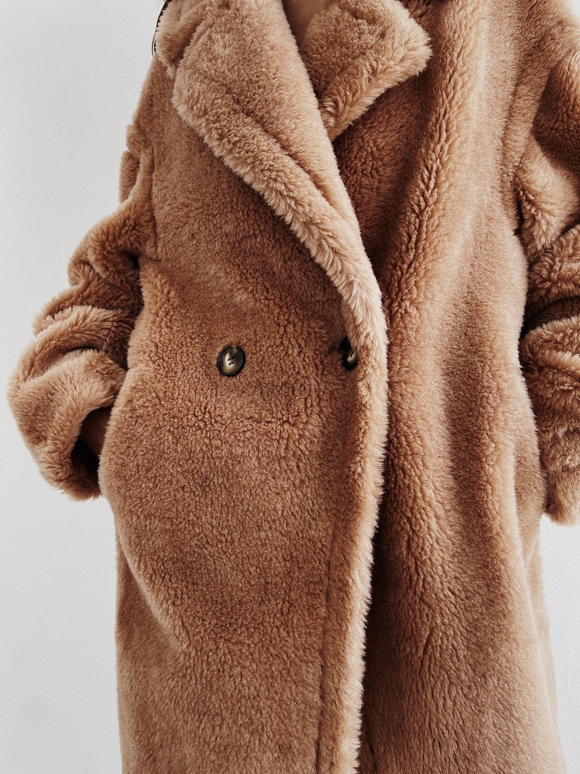 camel teddy bear coat