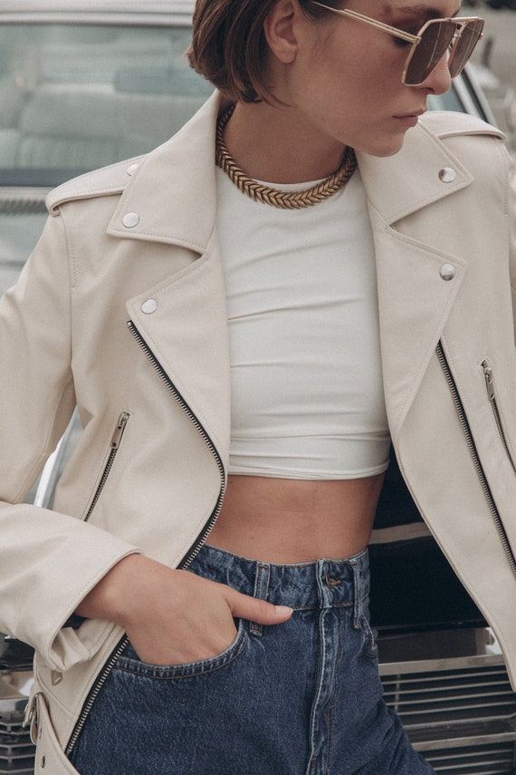 ivory leather jacket