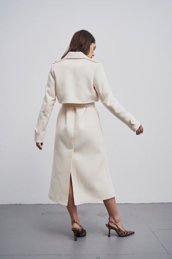 manteau blanc femme long