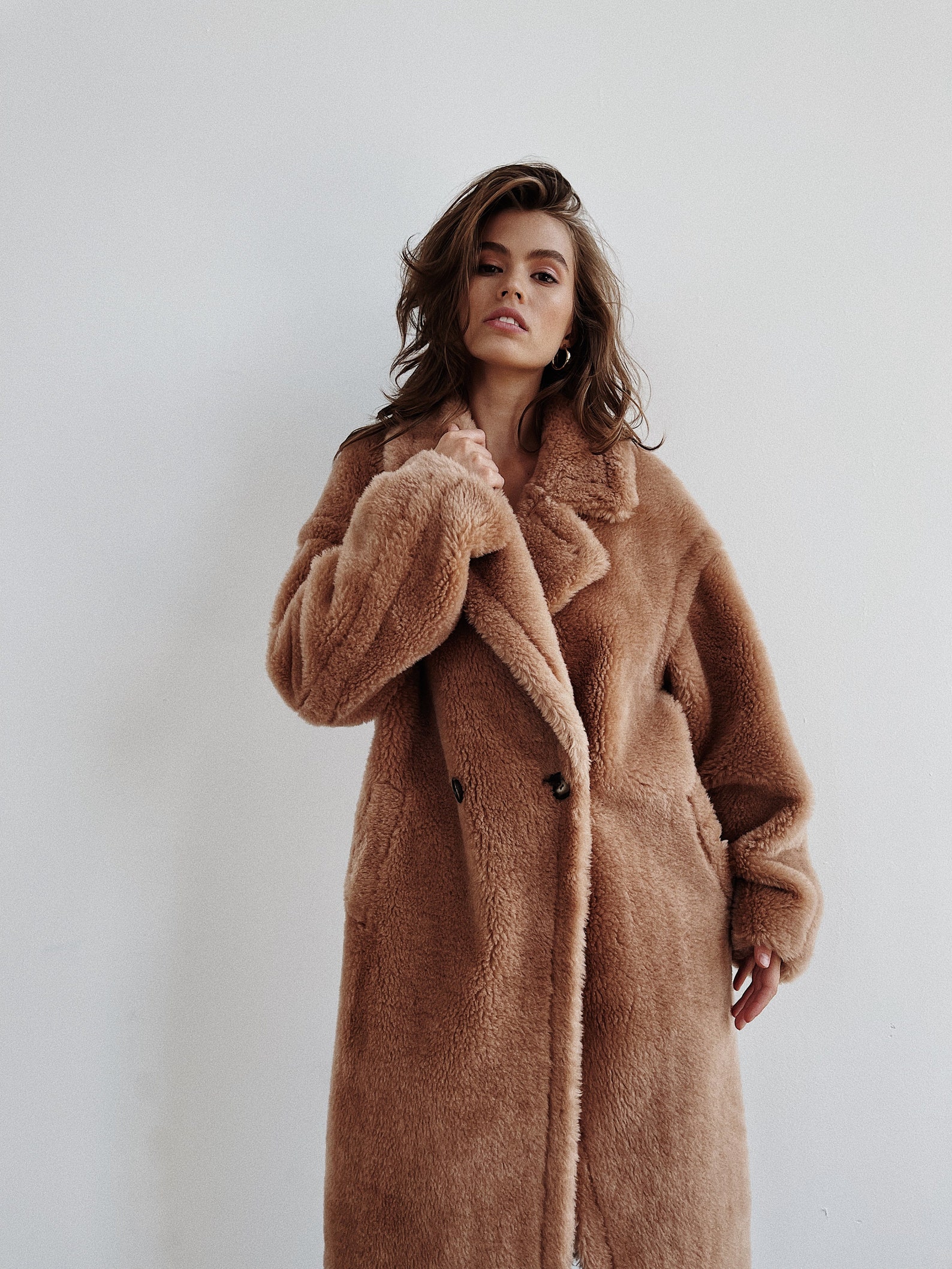 camel teddy bear coat