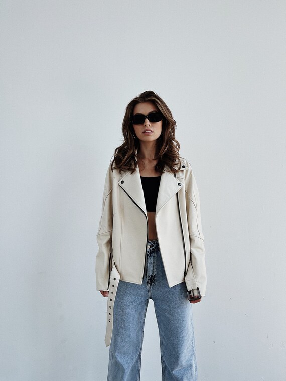 ivory leather jacket