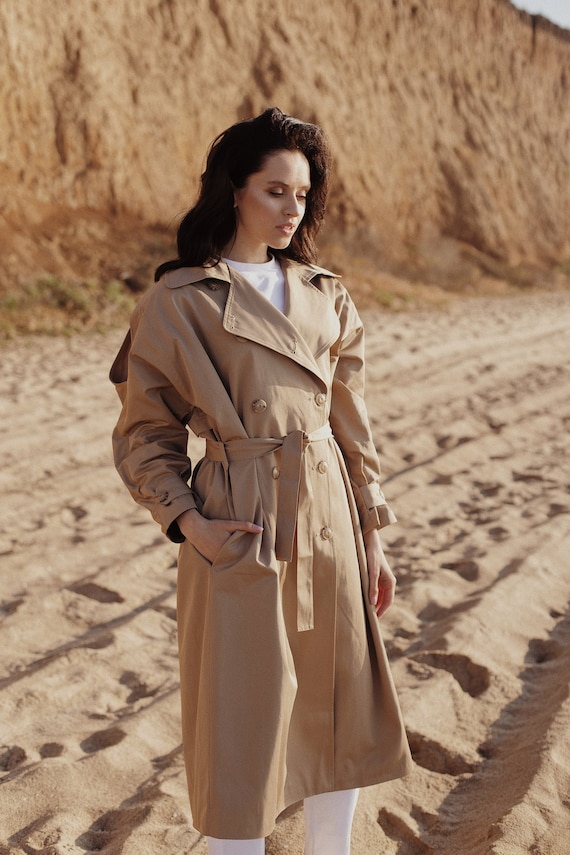 Trench Beige Trench Coat Women Trench Coat in Beige Trench 