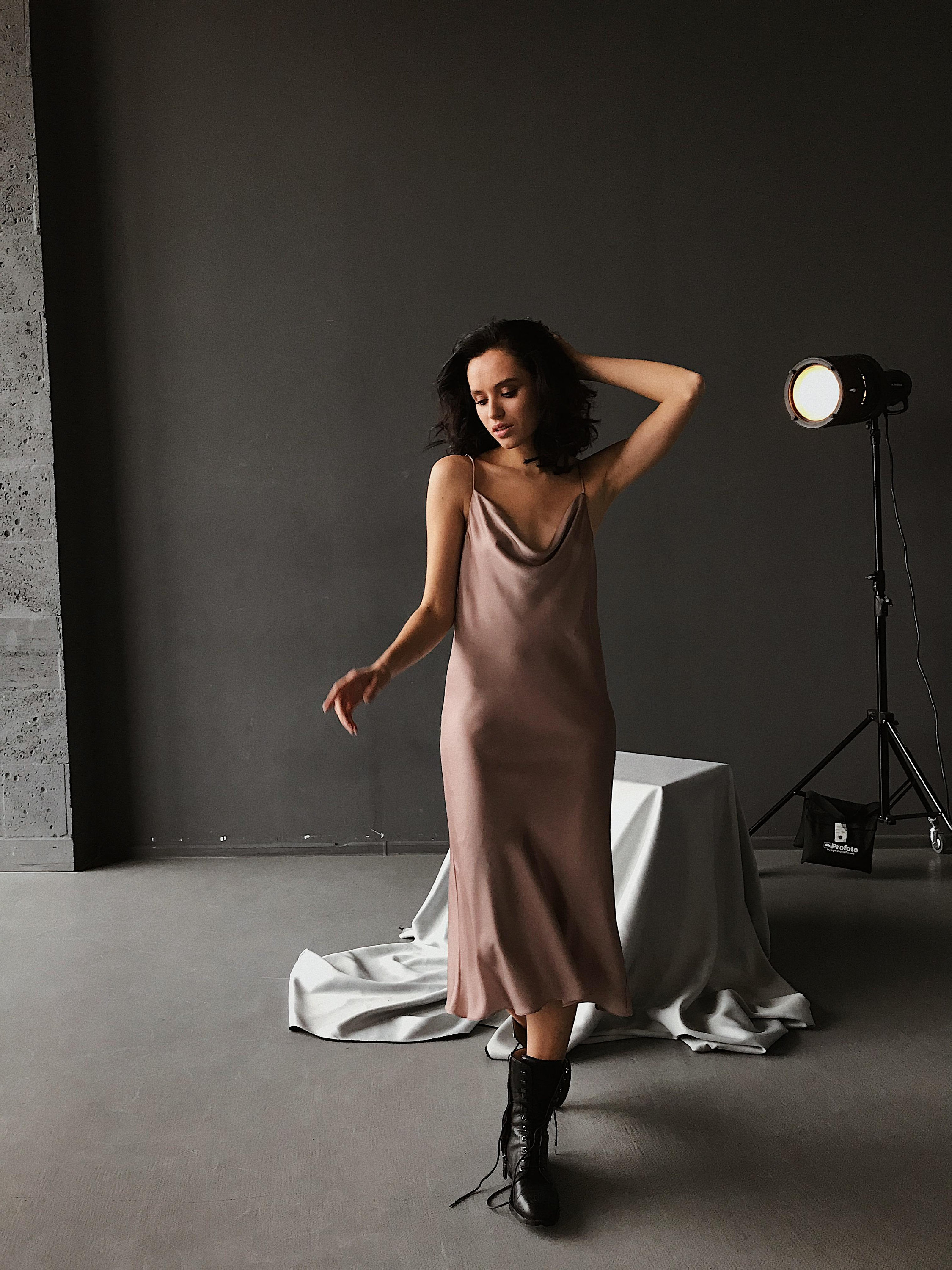 midi slip dress silk