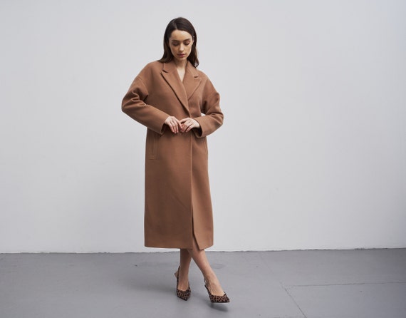 H&m camel cheap coat women's