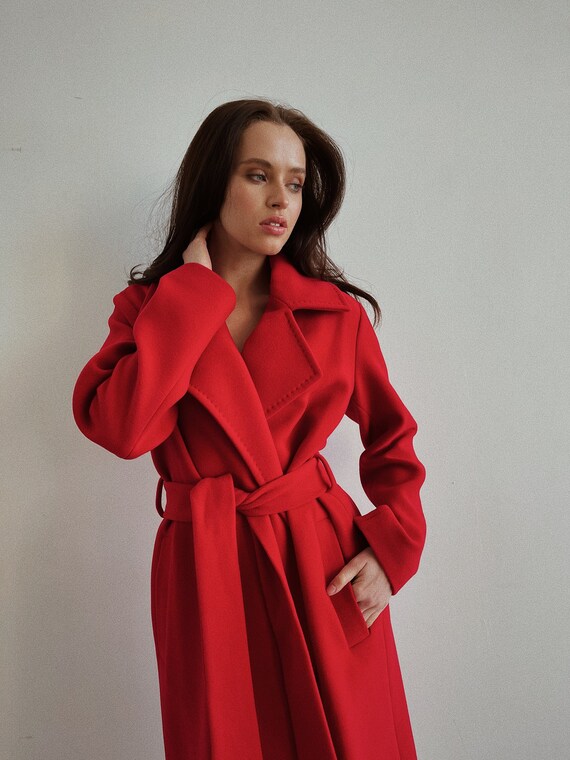 Red Coat Red Wool Coat Women Wool Coat 