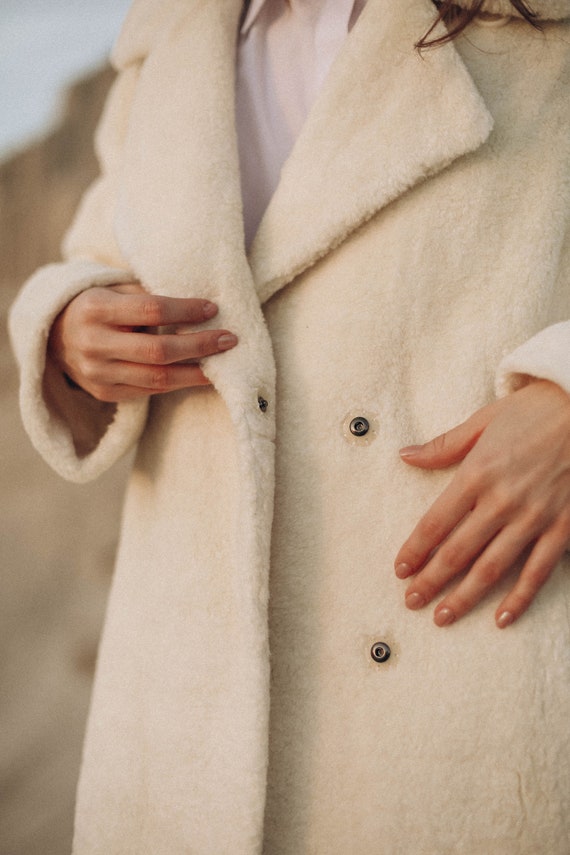 Long Winter Ivory Coat Wool Ivory Coat 