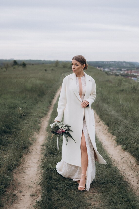 Long Bridal Coat Women Ivory Coat Coat 