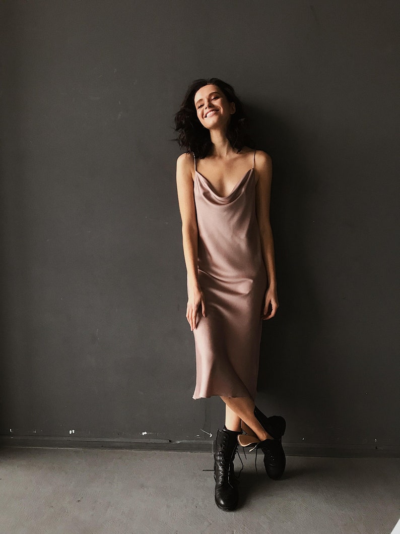 Midi silk slip dress