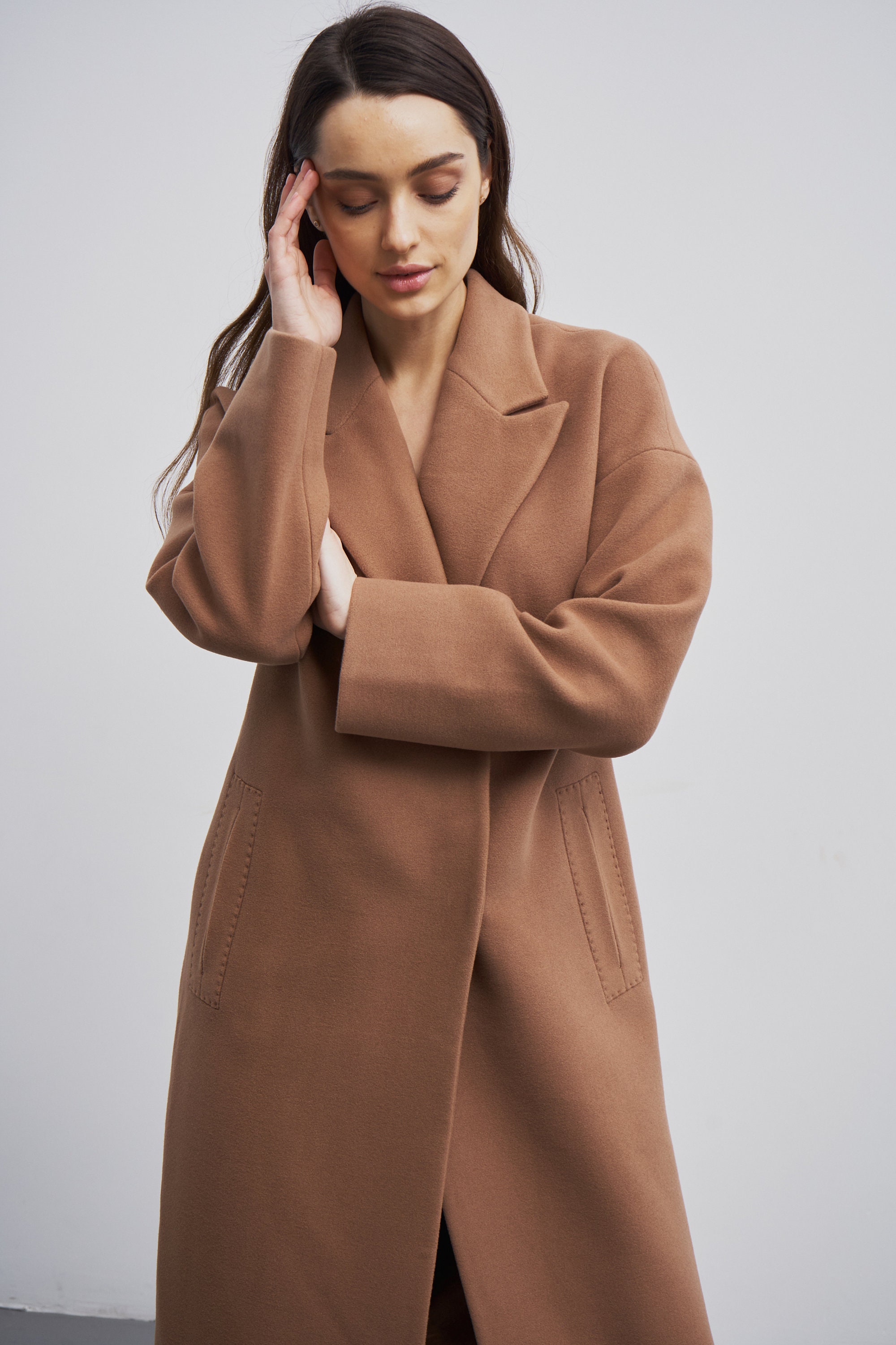 Women wool coat Wool coat camel Long camel coat Long coat - Etsy 日本