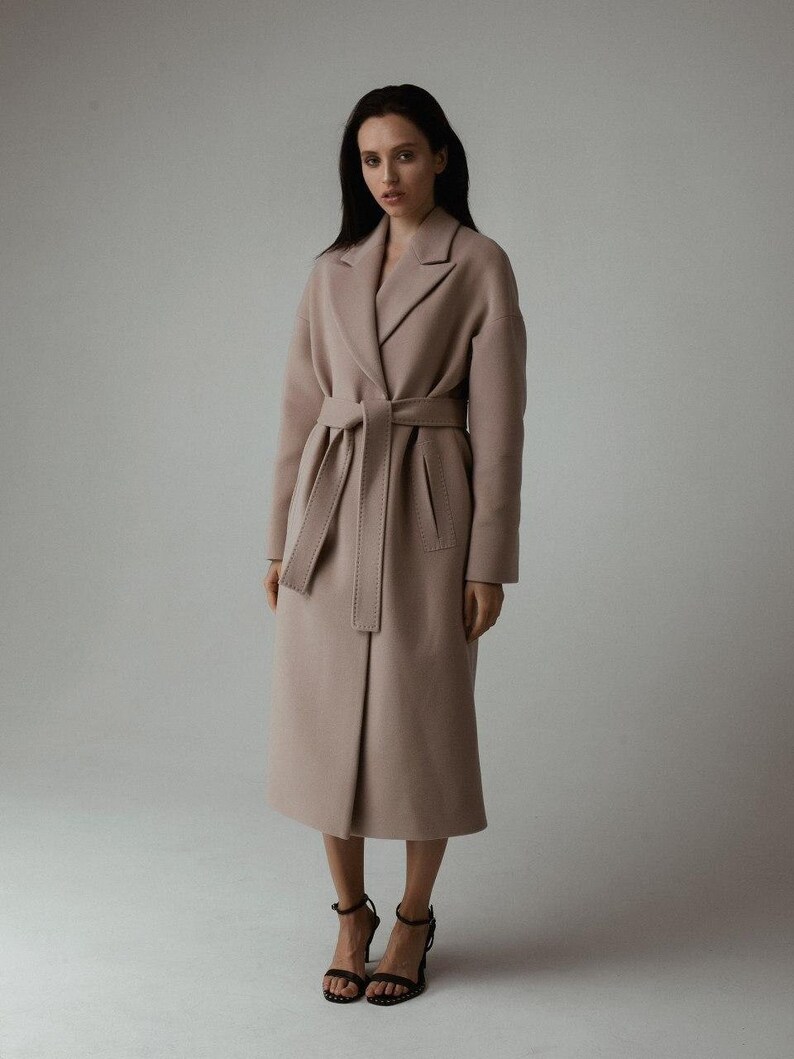 Taupe Coat Women Wool Coat Wool Coat Latte Long Latte Coat | Etsy