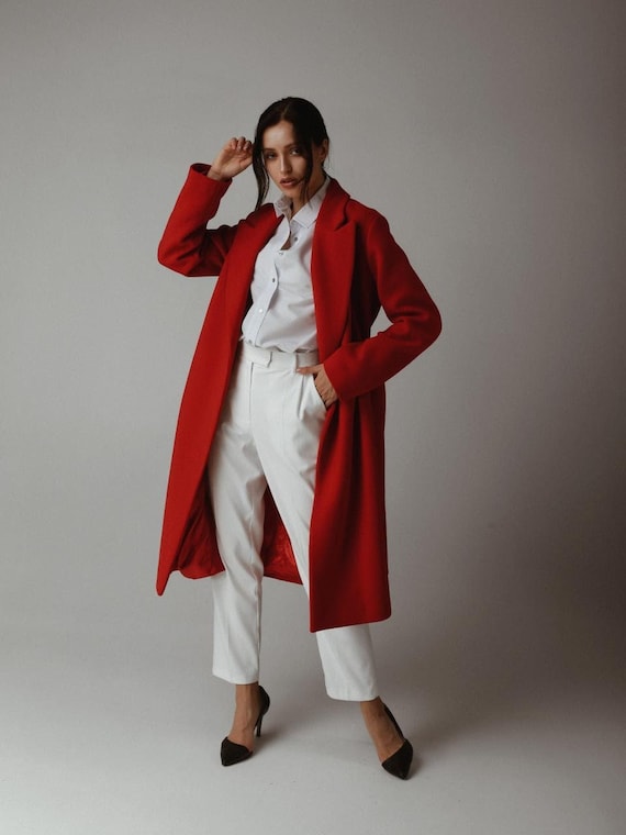 Fleece Coat in Red P.A.R.O.S.H Womens Clothing Coats Long coats and winter coats 