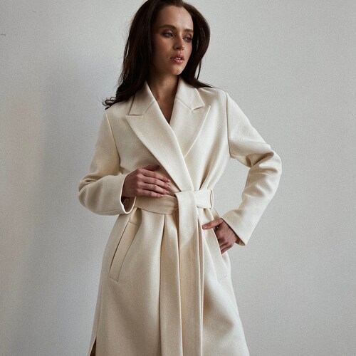 Ivory wool wrap coat Clearance