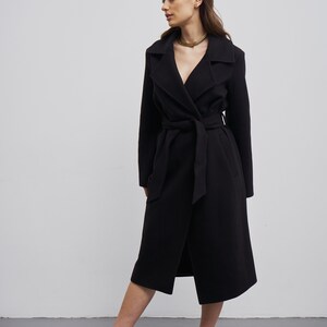 Wool Coat Women, Warm Black Coat, Wool Black Coat, Black Coat, Black ...
