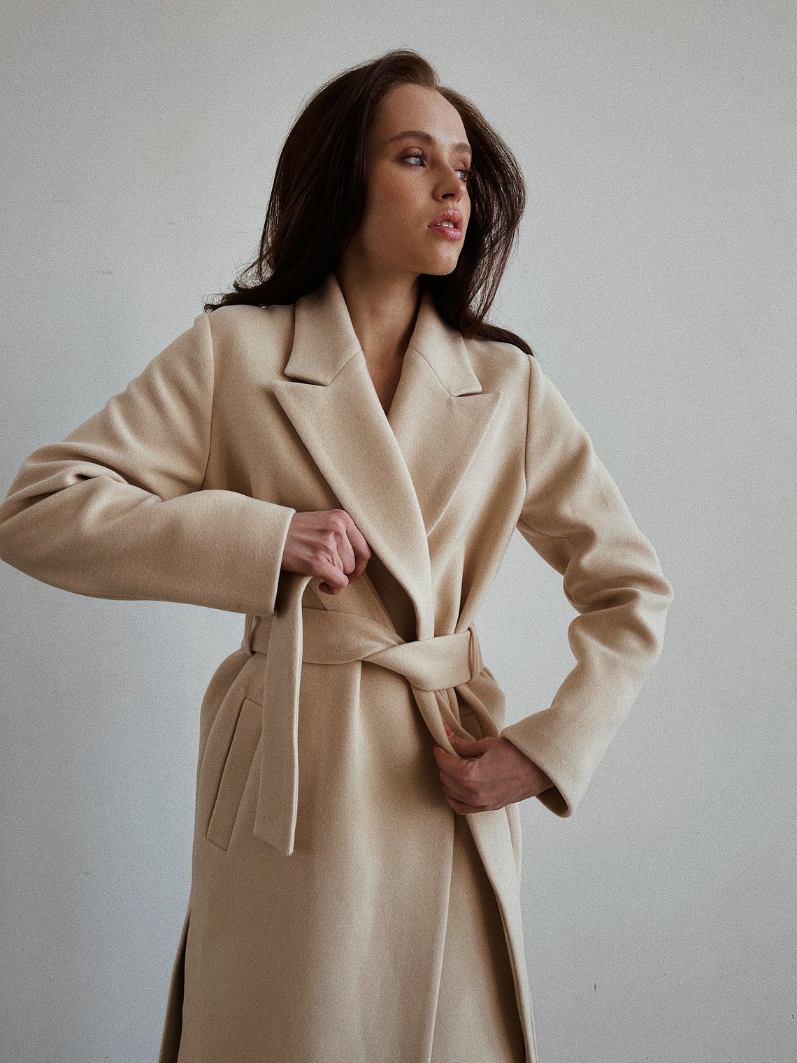 long cream coat h&m