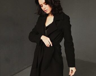 Wool coat women, Warm black coat, Wool black coat, Black coat, black long coat, long black coat, Wool long coat, 255 Black coat women