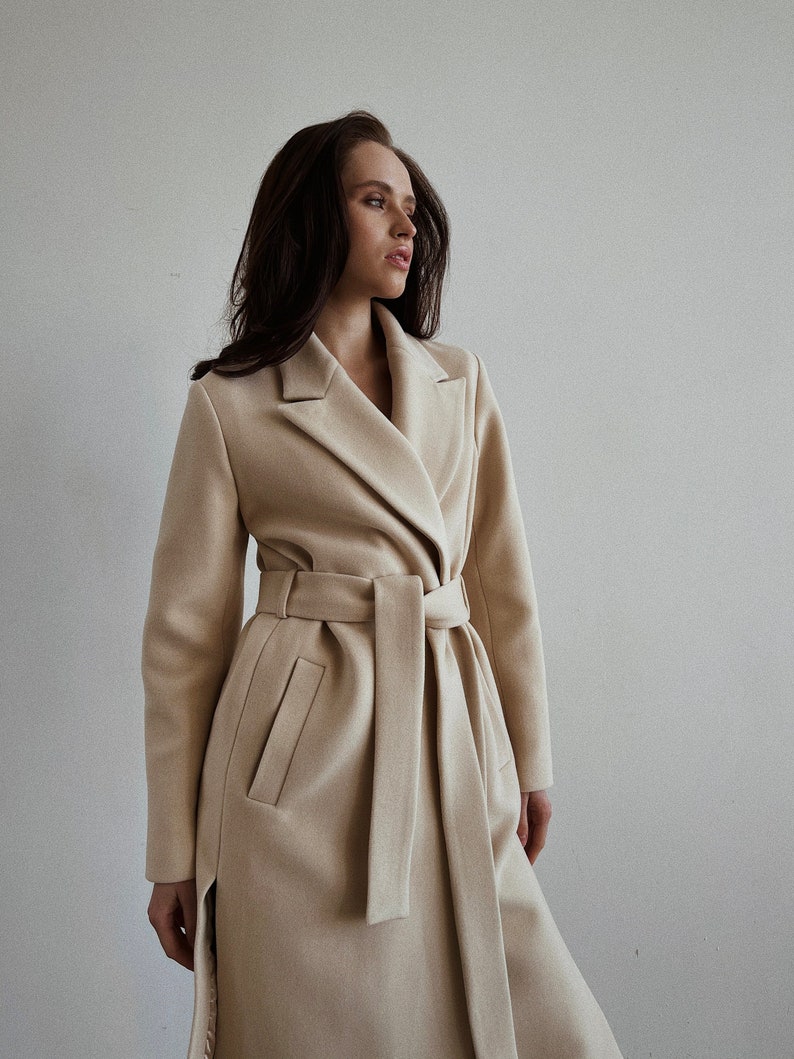 Creme Coat Women Wool Coat Cream Women Coat Cream Wool Etsy