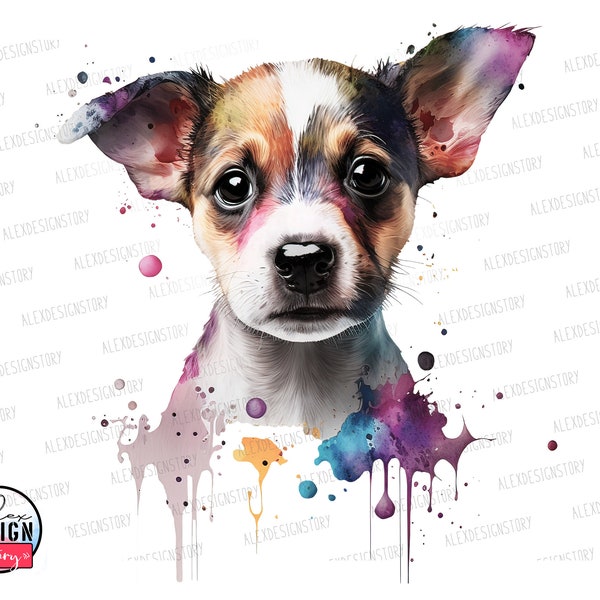 Watercolor Puppy PNG - Cute Puppy Clipart, Cute Dog Nursery Decor, Dog Portrait, Doggie Design, Nursery Puppy Art, Dog Sublimation PNG