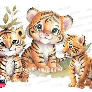 Aquarell Baby Tiger Clipart - Süßes Babytier, Tigerjungfrau, Süßer Tiger, Raubkatze, Dschungeltiere, Zootier PNG