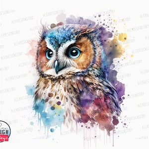 Watercolor Cute Owl Clipart - Owl Sublimation Design, Owl Baby Shower, Owl Printable Art, Owl Boho Decor, Popular, Trending