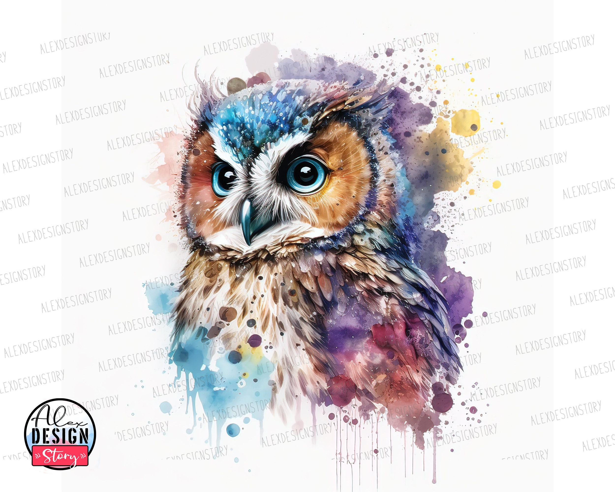 Watercolor Cute Owl Clipart - Owl Sublimation Design, Owl Baby Shower, Owl Printable Art, Owl Boho D