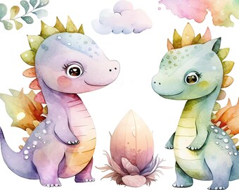 Cute Baby Dragon Clipart - Mystical Animal Nursery Graphics For Kids Watercolor Baby Dragon Fantasy Animals Nursery Dragon PNG
