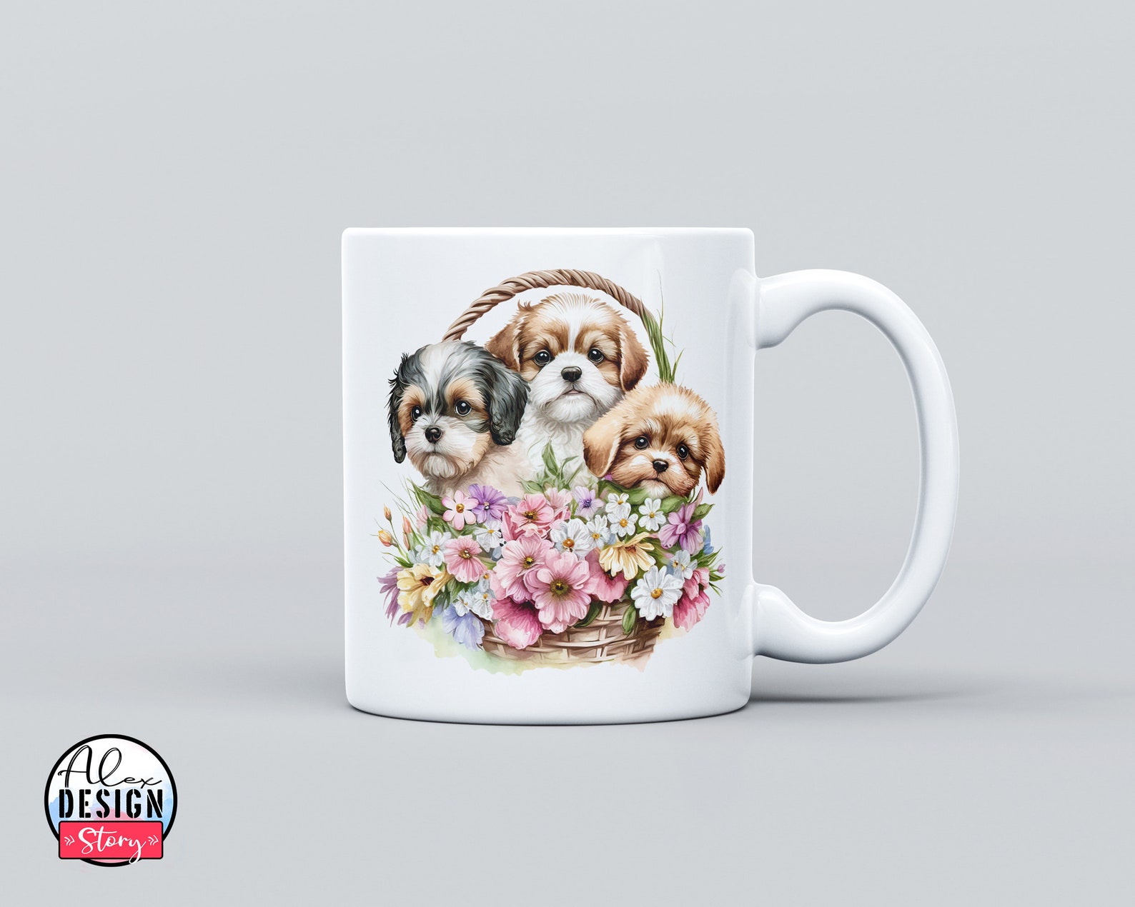 Watercolor Cute Puppies Clipart PNG - Cute Dog With Flowers, Puppy ...