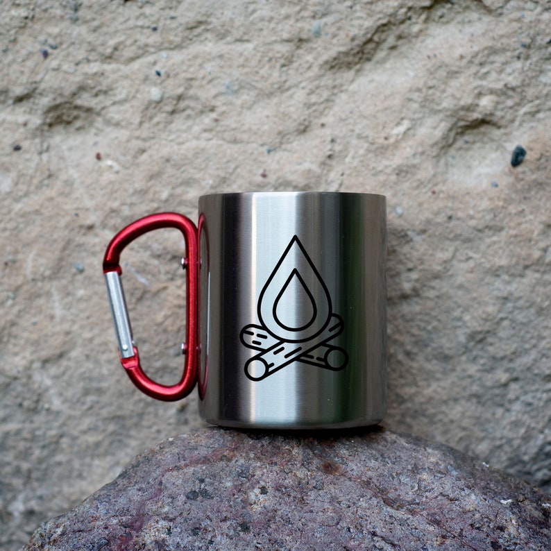 Kitchen & Dining WILD Metal Camping Mug with Carabiner handle 11 oz