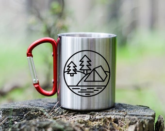 WILD Metal Camping Mug with Carabiner handle 11 oz