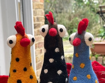 Funky Chicken Decoration: 100% Felt Wool, Pachamama