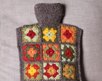 Hand Knitted Hot Water Bottle & Cover - Traditional Crochet - 100% Wool - Fair Trade - Includes 2 litre Hot Water Bottle - Pachamama