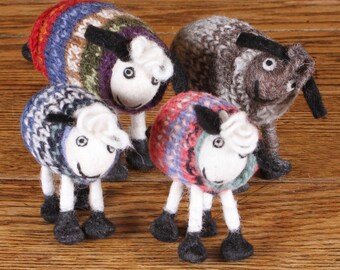 Tank Top Sheep - Fluffy Sheep Family - Felted Friends - Felted by Hand - Cute Sheep - 100% Wool - Animal Design - Fair Trade - Pachamama