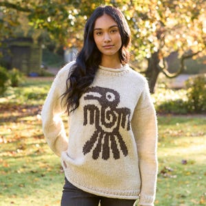 Pachamama Bird Sweater - Thunderbird Jumper - Motif Jumper - Retro Style Pullover - Knit Jumper - Knitted Womens Sweater - Fair Trade