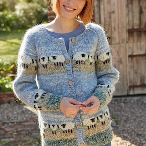 Women's Cosy Sheep Cardigan - Hand Knitted Cardigan - 100