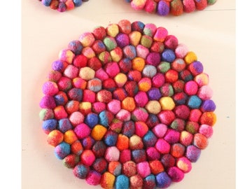 Multicoloured Felt Trivet Countertop Saver: 100% Wool, Pachamama