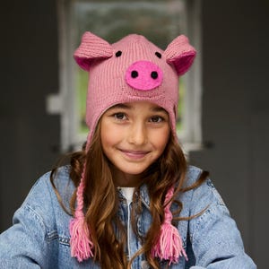 Kinder Schweinchen Mütze, Schweinchen Ohrenschützer, Schweinchen Ohrenschützer, Kinder handgemachte Schwein, Schwein Kunstpelz Ohrenschützer, Fair Trade Pachamama, Schweinehut
