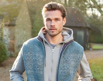 Mens Blue Body Warmer - Mens Knitted Gilet - Knitted Waistcoat - Mens Knit Vest - Fair Isle Knitwear - Mens Body Warmer - Pachamama