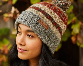 Nordic Style Alpine Bloom Hand Knit Wool Hat - Etsy display picture 1