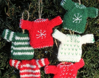 Christmas Jumper Decorations - Knitted Jumper Decorations - Knit Jumper Decoration - Woolly Christmas Tree Decor - Novelty Xmas - Pachamama